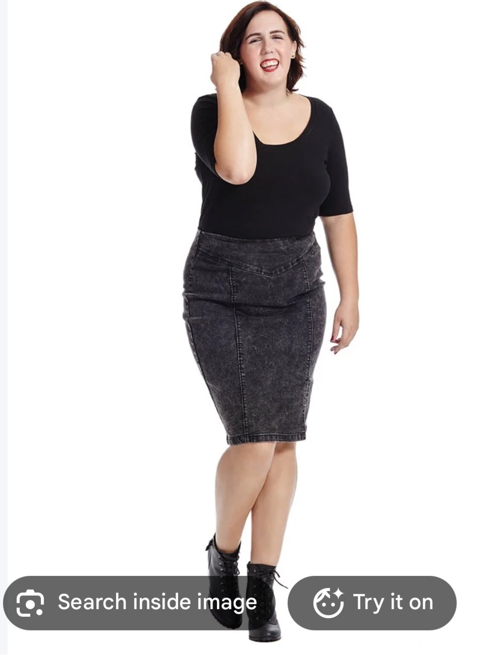 City Chic Denim Pencil Skirt Black